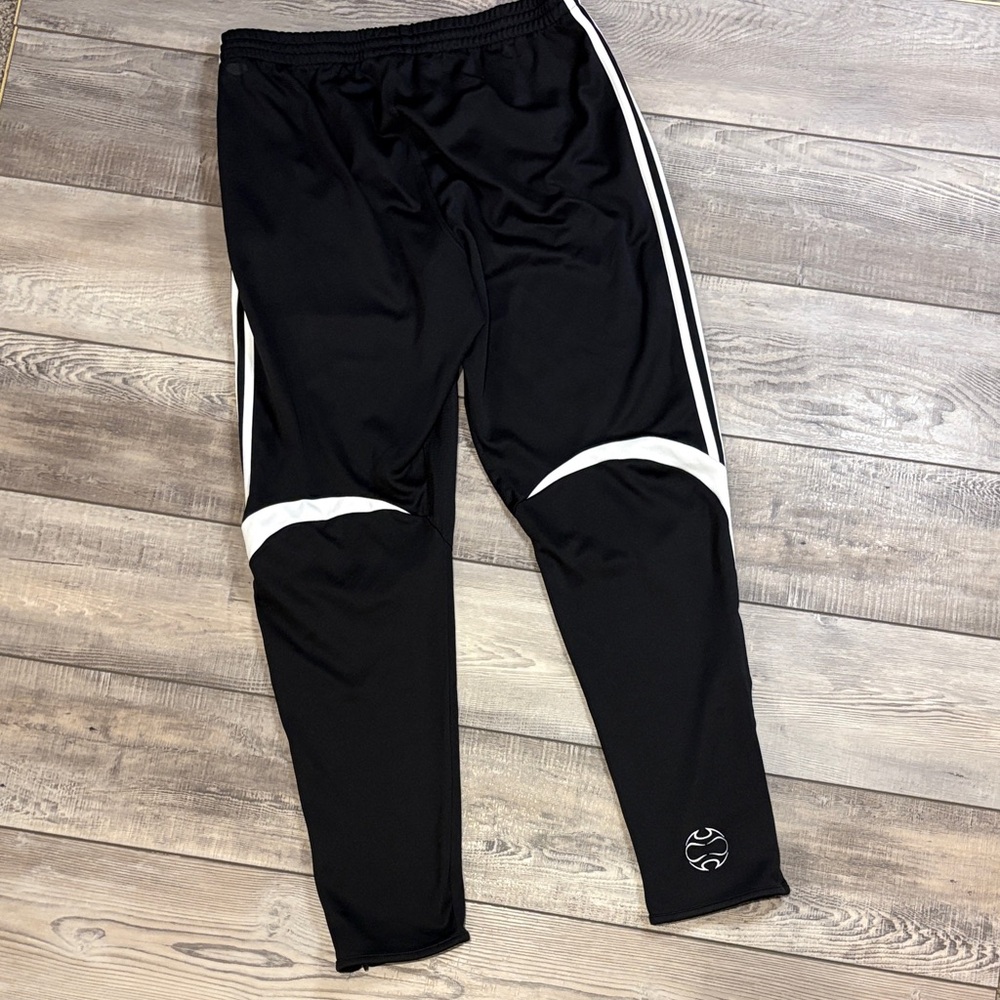 Adidas Track Pants Zippered Soccer Black White Stripes EUC XL - Picture 3 of 7